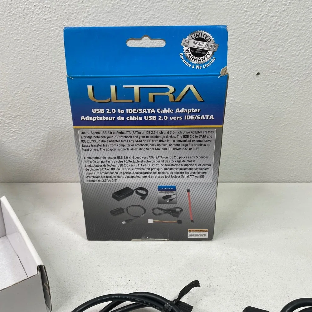 Ultra USB 2.0 to IDE SATA Cable Adapter Kit ULT40112 External Hard Drive Bridge